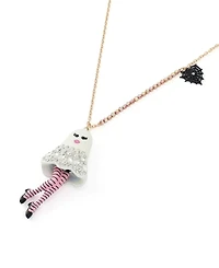 Betsey Johnson Faux-Stone Halloween Girly Ghost Pendant Necklace