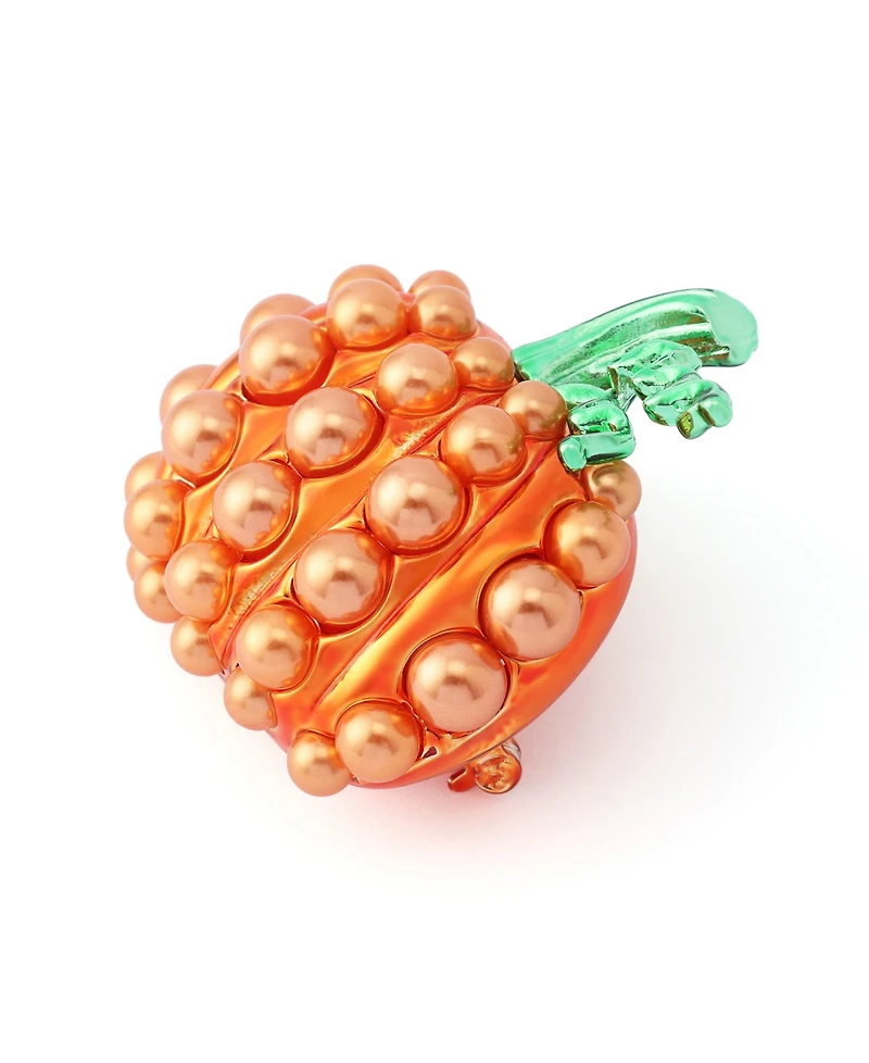 Betsey Johnson Orange Halloween Cultured Pearl Pumpkin Brooch