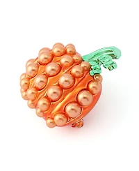 Betsey Johnson Orange Halloween Cultured Pearl Pumpkin Brooch