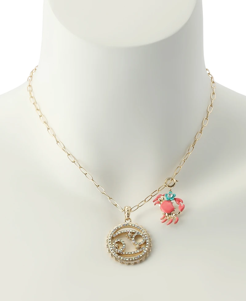 Betsey Johnson Faux-Stone Cancer Celestial Pendant Necklace Charm Zodiac Set