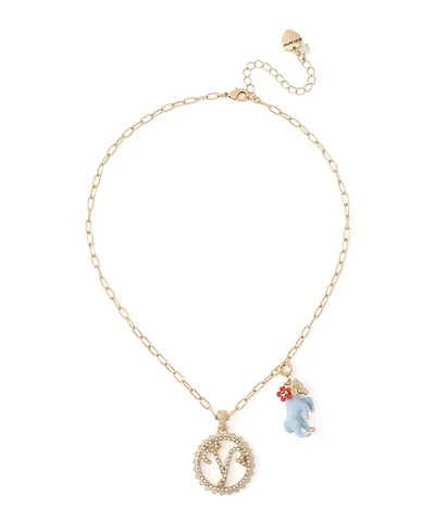 Betsey Johnson Faux-Stone Aries Celestial Pendant Necklace Charm Zodiac Set