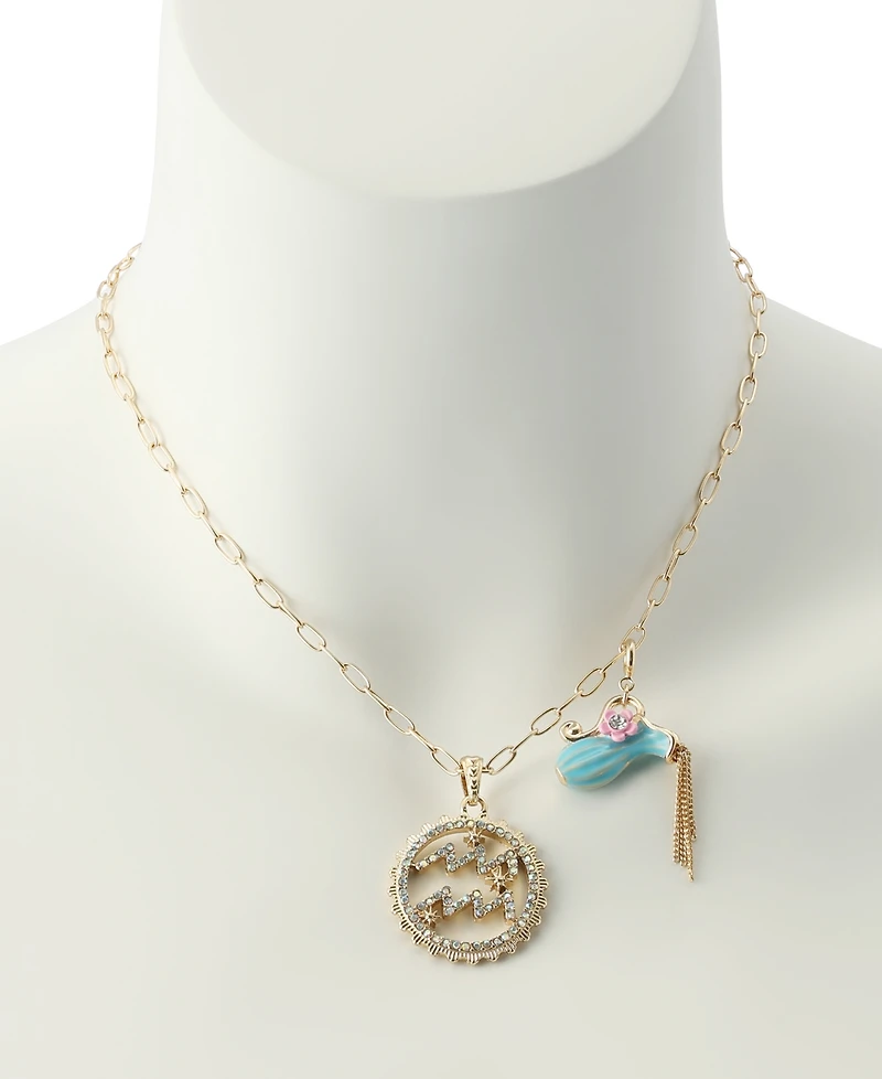 Betsey Johnson Faux-Stone Aquarius Celestial Pendant Necklace Charm Zodiac Set