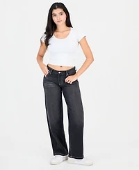 Celebrity Pink Juniors' Dark-Wash Mid-Rise Straight-Leg Denim Jeans