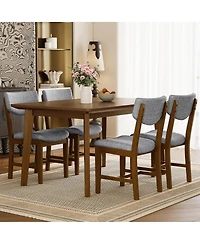 Streamdale Furniture 5-Piece Dining Set - Solid Wood Table 4 Upholstered Chairs