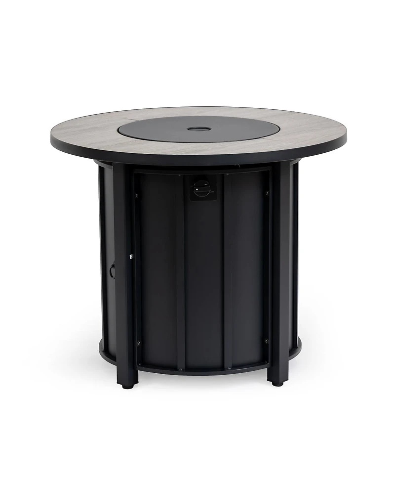 Streamdale Furniture 30-inch Outdoor Fire Pit Table with Wood Grain Ceramic Top