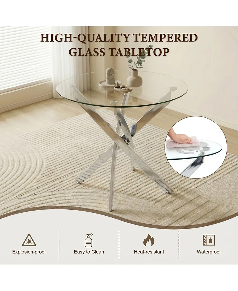 Streamdale Furniture 35.5" Glass Leg Round Dining Table