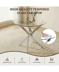 Streamdale Furniture 35.5" Glass Leg Round Dining Table