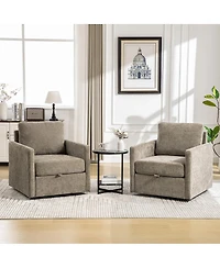 Streamdale Furniture 360° Swivel Armchair with Storage and Tufted Armrests