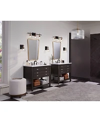 360 Lighting Modern Wall Light Sconce Black Gold Hardwire 27" 3-Light Fixture Clear Glass Globe for Bedroom Bathroom Vanity Home