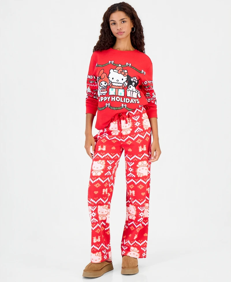 Sanrio Juniors' High-Rise Wide-Leg Holiday Pants