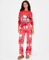 Sanrio Juniors' High-Rise Wide-Leg Holiday Pants