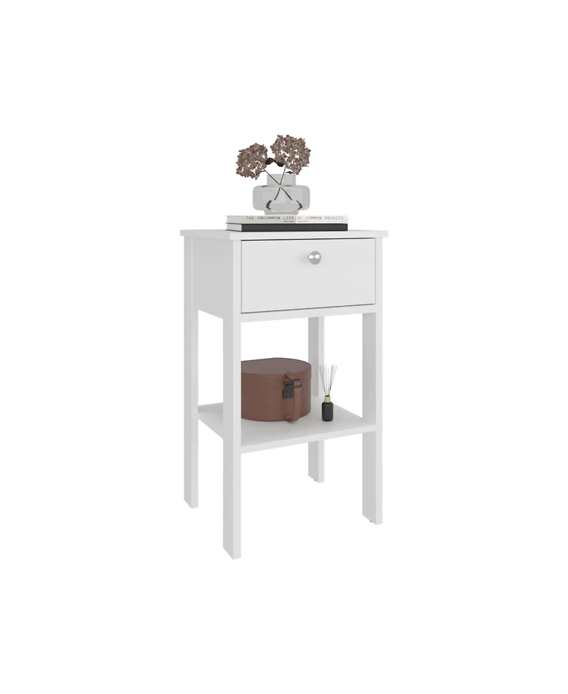 Fm Furniture Shongopovi One Drawer Nightstand with Open Shelf, Compact Design, Modern Style, Bedroom Use