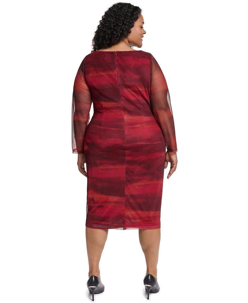 Vince Camuto Plus Printed Mesh Midi Dress