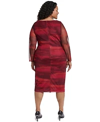 Vince Camuto Plus Printed Mesh Midi Dress