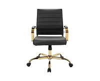LeisureMod (Set of ) Benmar Modern Leather Office Desk Chair with Gold Frame Finish and Swivel Home