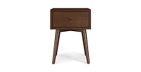 Lucky One 1-Drawer Mid Century Nightstand with Solid Wood Tapered Legs