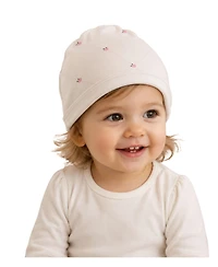 MeMoi Baby Girls 3M -6M Rosettes and Stitching Cotton Rayon-Blend Beanie