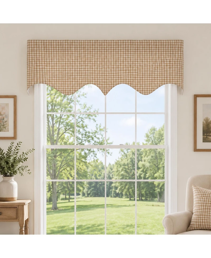 Rlf Home Texture Check Regal Window Valance 100% Cotton Lined Rod Pocket