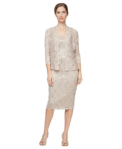 Sl Fashions 2-Pc. Lace Jacket & Midi Dress Set
