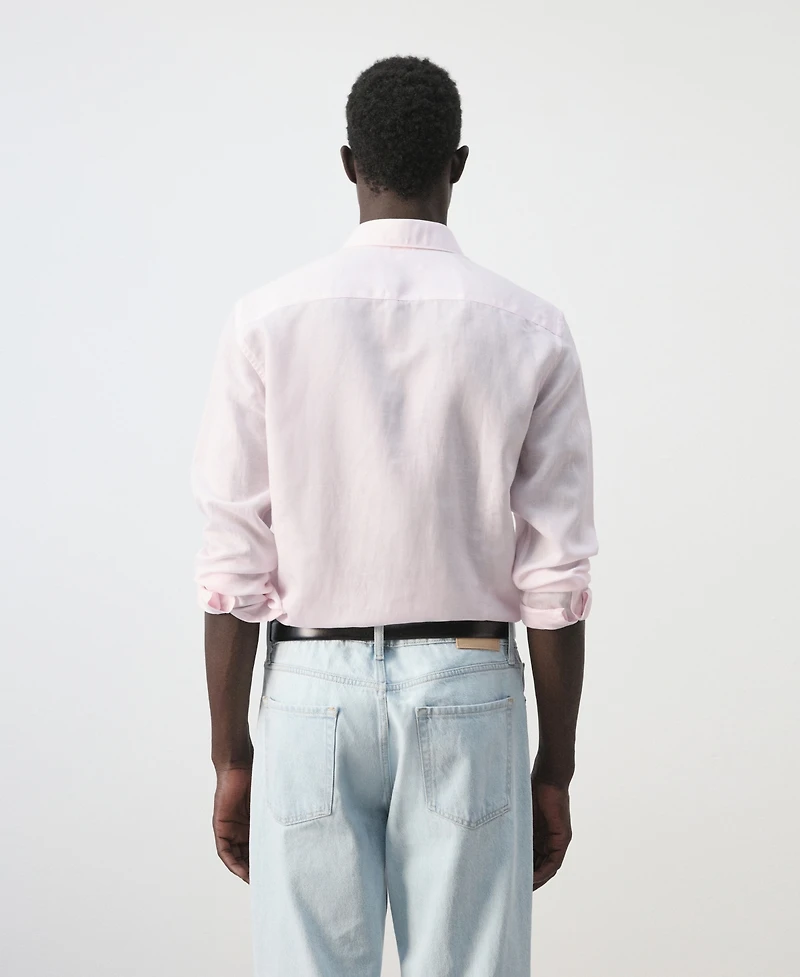 Mango Men's Regular Fit Linen Lyocell Shirt