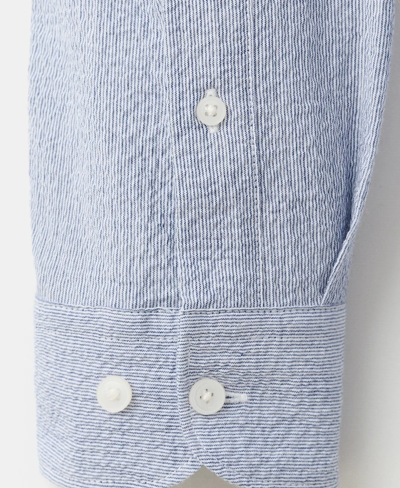 Mango Men's Textured Striped Seersucker Shirt