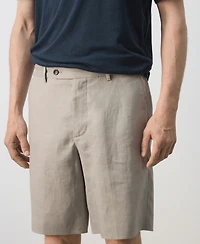 Mango Men's Linen 8.54" Bermuda Shorts