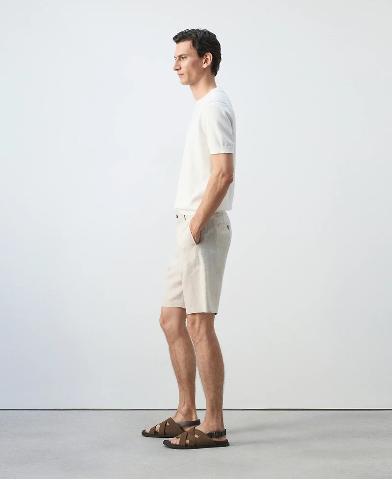 Mango Men's Slim-Fit Linen 9.84" Bermuda Shorts