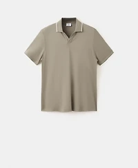 Mango Men's Plain Ribbed Polo Shirt