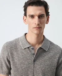 Mango Men's Ribbed Linen-Cotton-Blend Polo Shirt