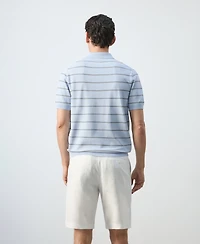 Mango Men's Striped Fine-Knit Polo Shirt
