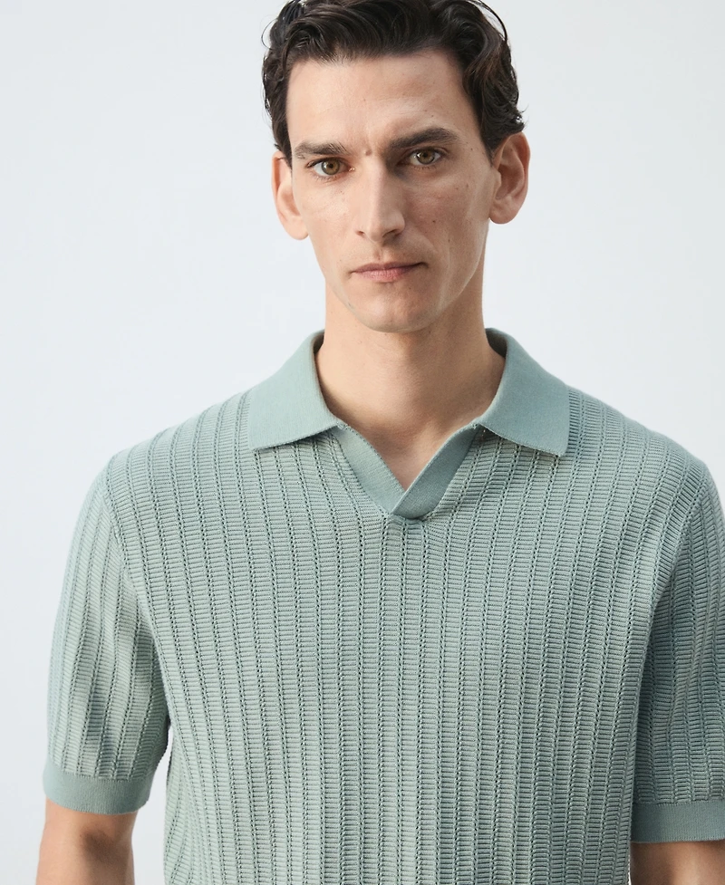 Mango Men's Structured Cotton Knit Polo Shirt