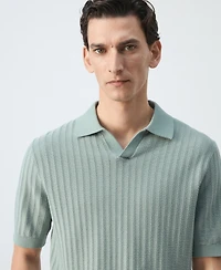 Mango Men's Structured Cotton Knit Polo Shirt