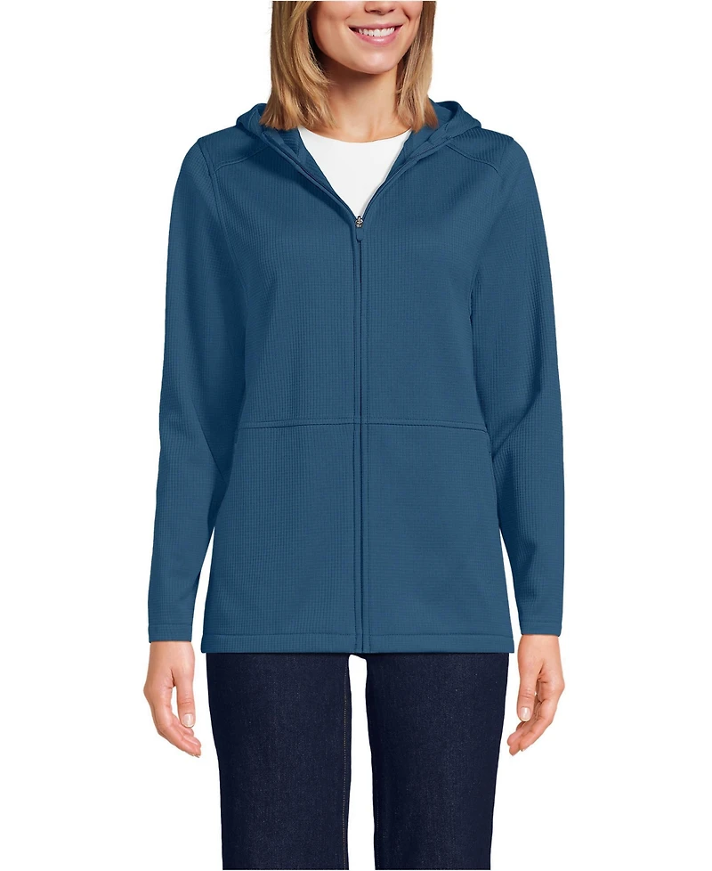 Lands' End Men's Unisex Grid Tech Hooded Zip Front Jacket