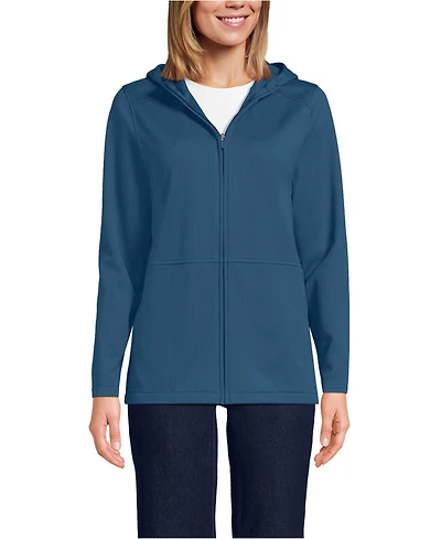 Lands' End Men's Unisex Grid Tech Hooded Zip Front Jacket