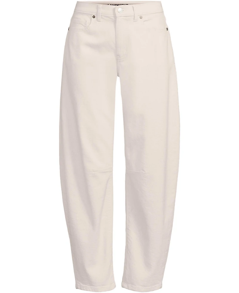 Lands' End Women's Soft Denim Mid Rise Relaxed Barrel Ankle Jeans