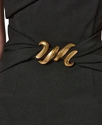Donna Karan New York Women's Portrait Neck Sheath Midi Dress With Hardware