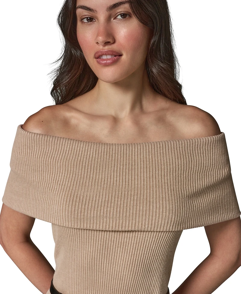 Donna Karan New York Women's Off-the-Shoulder Belted Sweater Dress