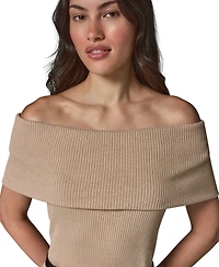 Donna Karan New York Women's Off-the-Shoulder Belted Sweater Dress