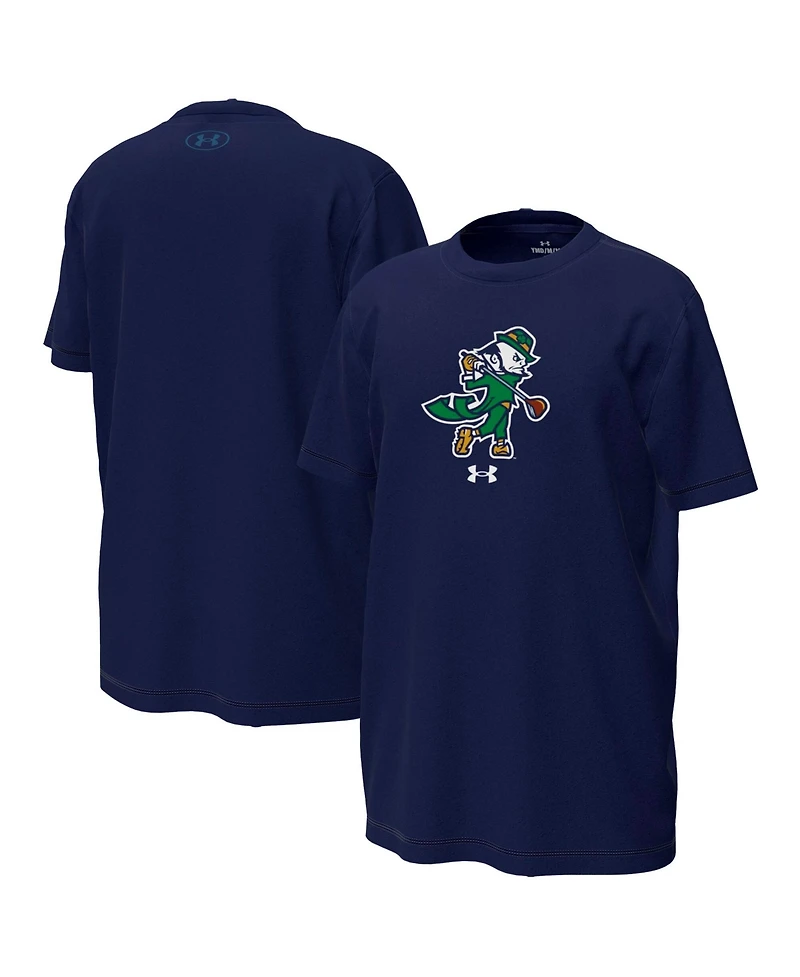 Under Armour Big Boys and Girls Navy Notre Dame Fighting Irish Golfing Leprechaun Tech Stretch Performance T-Shirt