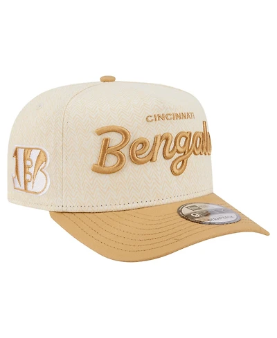 New Era Men's Cream Cincinnati Bengals Herringbone 9FIFTY A-Frame Snapback Hat
