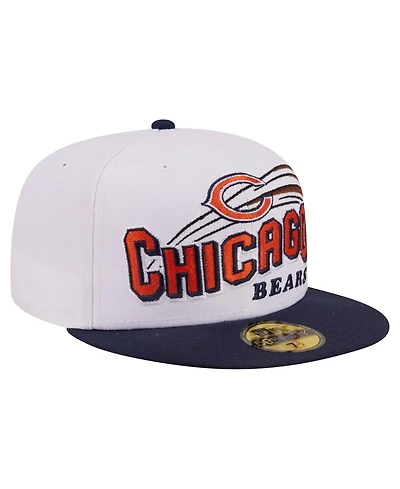New Era Men's White/Navy Chicago Bears Retro Swoop 59FIFTY Fitted Hat