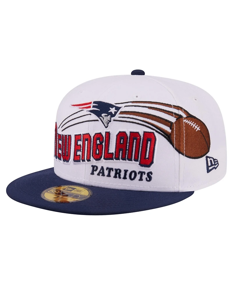 New Era Men's White/Navy England Patriots Retro Swoop 59FIFTY Fitted Hat