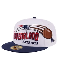 New Era Men's White/Navy England Patriots Retro Swoop 59FIFTY Fitted Hat