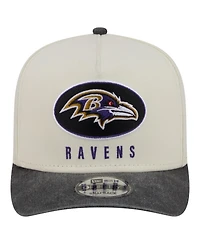 New Era Men's Cream/Black Baltimore Ravens Washed A-Frame 9FIFTY Snapback Hat