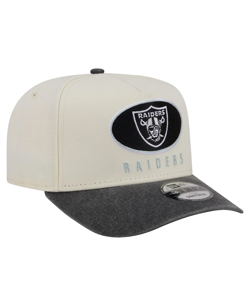 New Era Men's Cream/Black Las Vegas Raiders Washed A-Frame 9FIFTY Snapback Hat