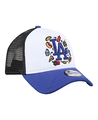 New Era Big Boys and Girls White/Royal Los Angeles Dodgers Food A-Frame 9FORTY Trucker Adjustable Hat