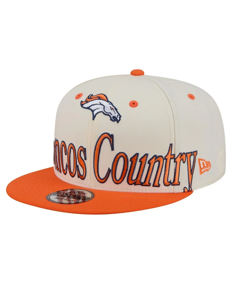 New Era Men's Cream Denver Broncos Oversized Slogan 9FIFTY Snapback Hat