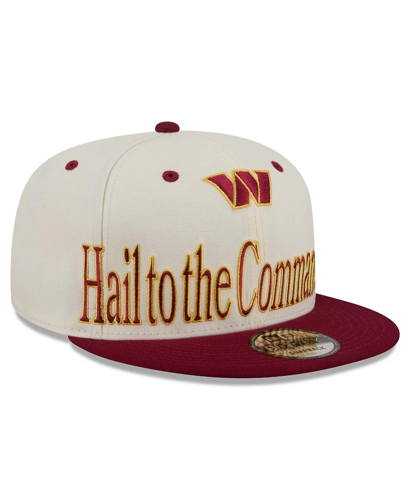 New Era Men's Cream Washington Commanders Oversized Slogan 9FIFTY Snapback Hat