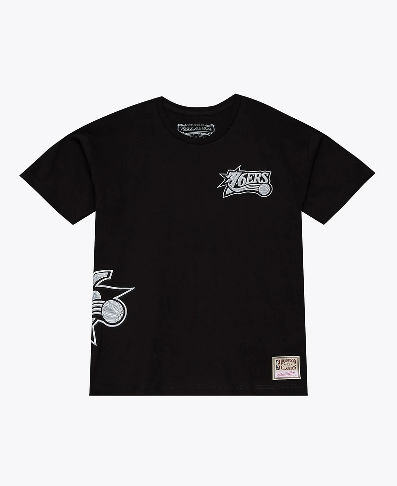 Mitchell & Ness Men's Black Philadelphia 76ers Chrome Heritage T-Shirt