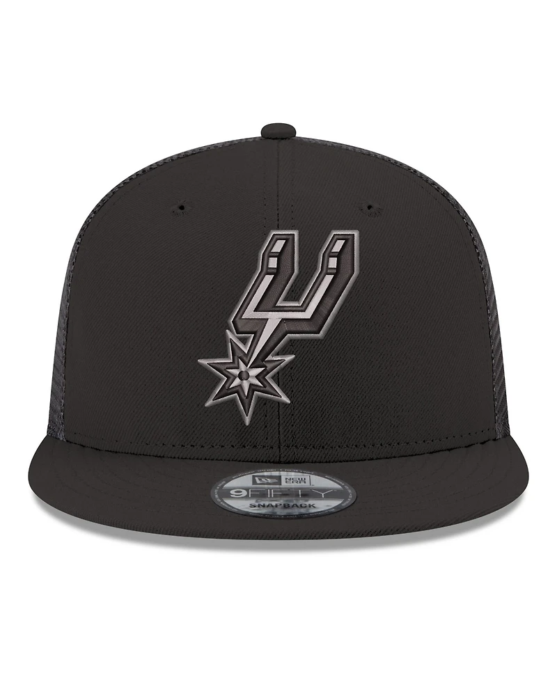 New Era Men's Black San Antonio Spurs Core Logo Meshback 9FIFTY Snapback Hat